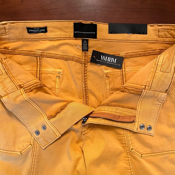 White House Black Market Mustard Straight Crop Pants Mid Rise Size 14 New - Picture 4 of 14